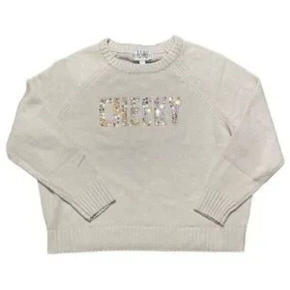 WILDFOX NWT CHEEKY Knit Rhinestone Sommers Sweater in Rainy Day (Beige) Size S - Picture 1 of 3